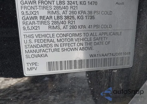 2018 Audi Q7 3.0T Premium z USA, uszkodzony, nr VIN WA1VAAF74JD051048